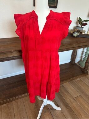 Umgee Red Midi Dress with Flutter Sleeves